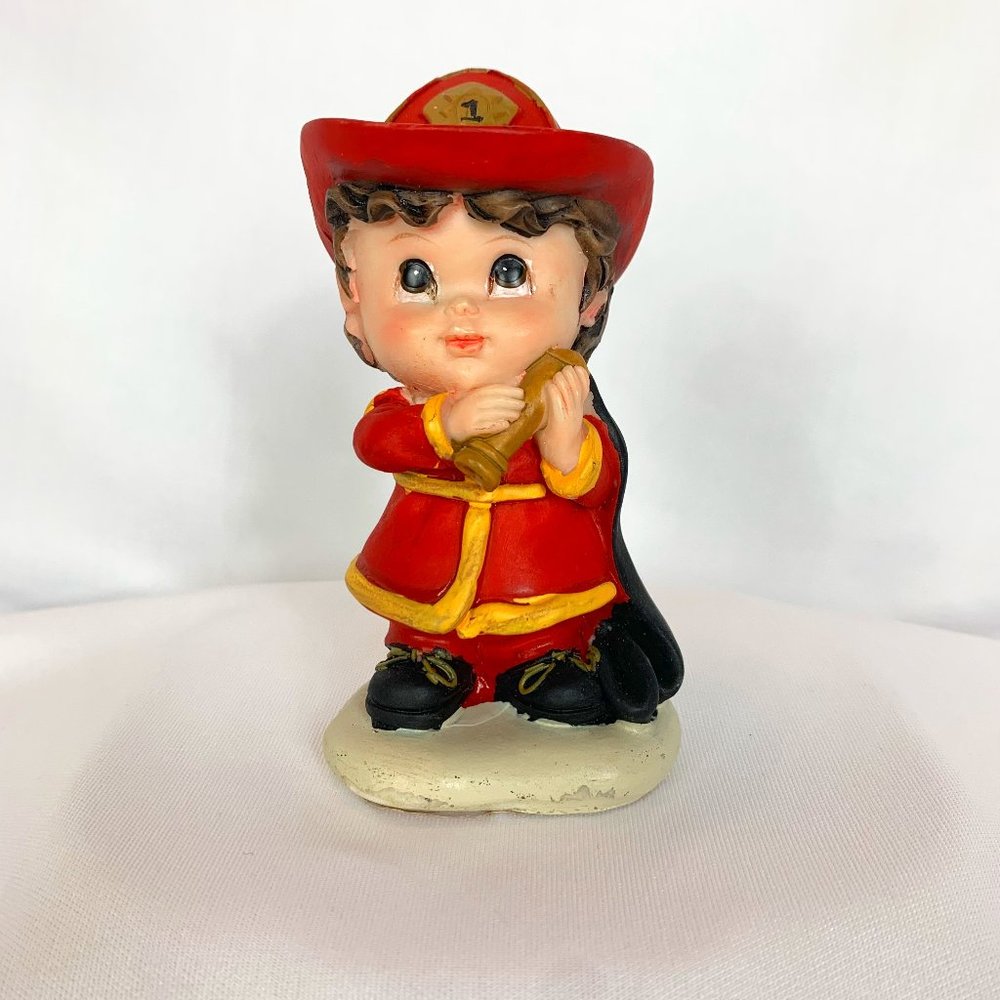 Vintage Tender Times Firefighter Figurine Little Boy Porcelain Collectibles